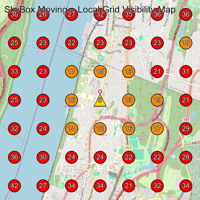 SkyBox Moving GeoGrid visibility map for Tax Consultant in Bronx